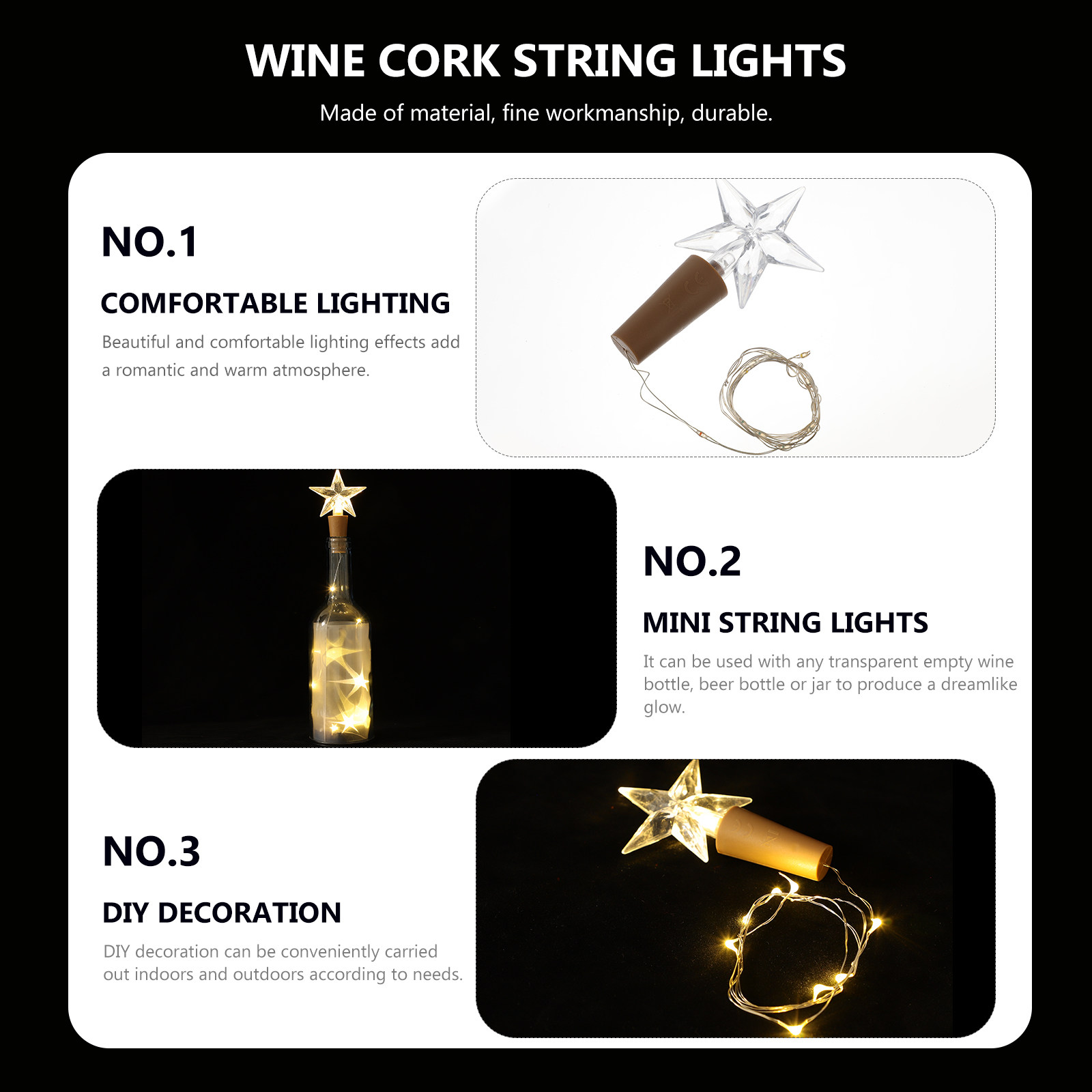 Decor Lighting Cork - 2Pcs DIY Cork Rope Lamp LED