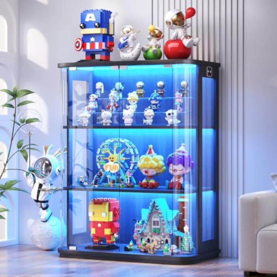 Lighting & Home Decor Studio Photos - 3-Tier Rounded Display Cabinet with Lights