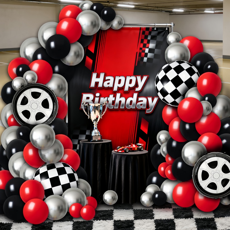 Lighting Mcqueen Birthday Decor - 121-Piece Racing-Themed Party Balloon Decoration Kit,