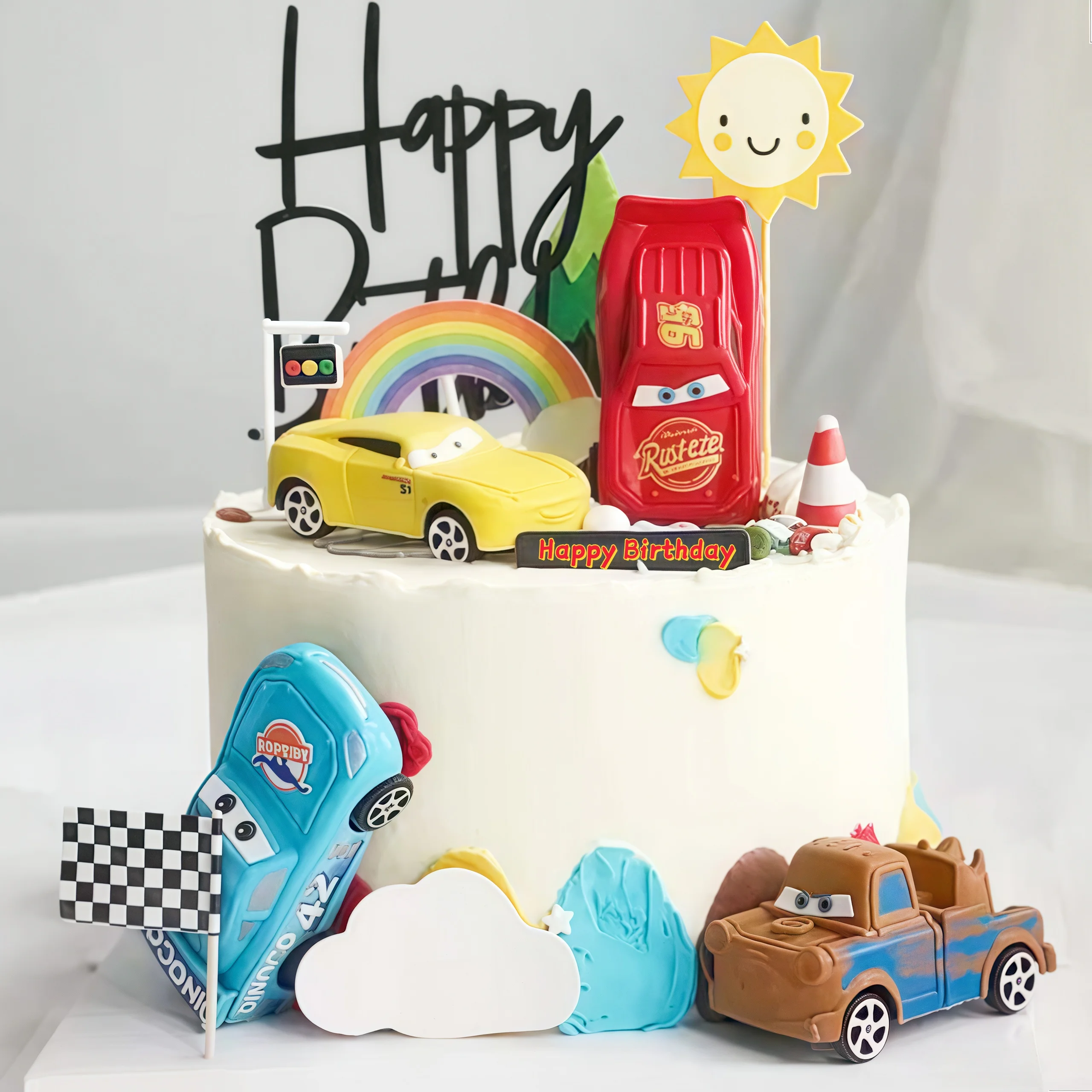 4pcs Lightning Cars Happy Birt - огляд і ціна Lighting Mcqueen Birthday Decor