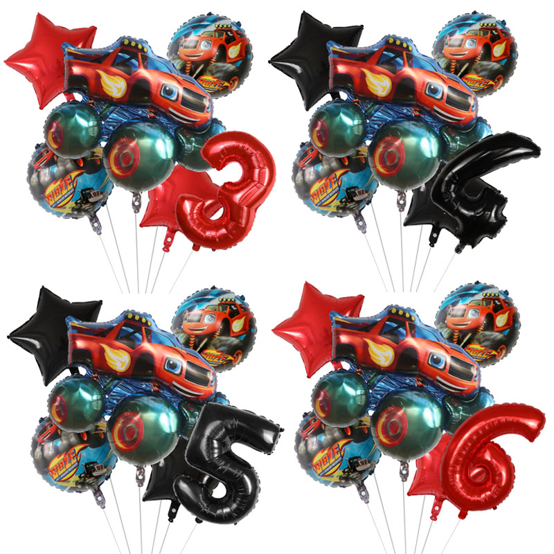 1set Blaze Monster Foil Balloo - огляд і ціна Lighting Mcqueen Birthday Decor