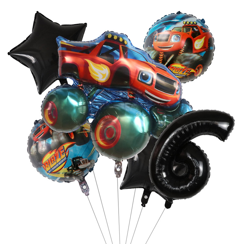 1set Blaze Monster Foil Balloo - огляд і ціна Lighting Mcqueen Birthday Decor