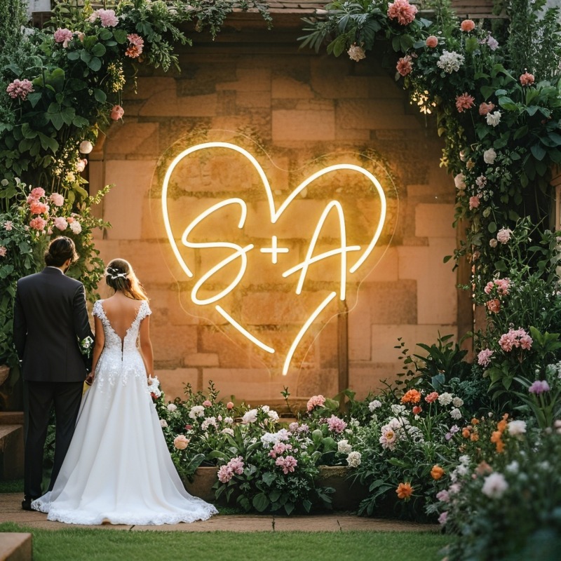 Custom Initials Heart LED Neon - огляд і ціна Lighting Decoration For Wedding