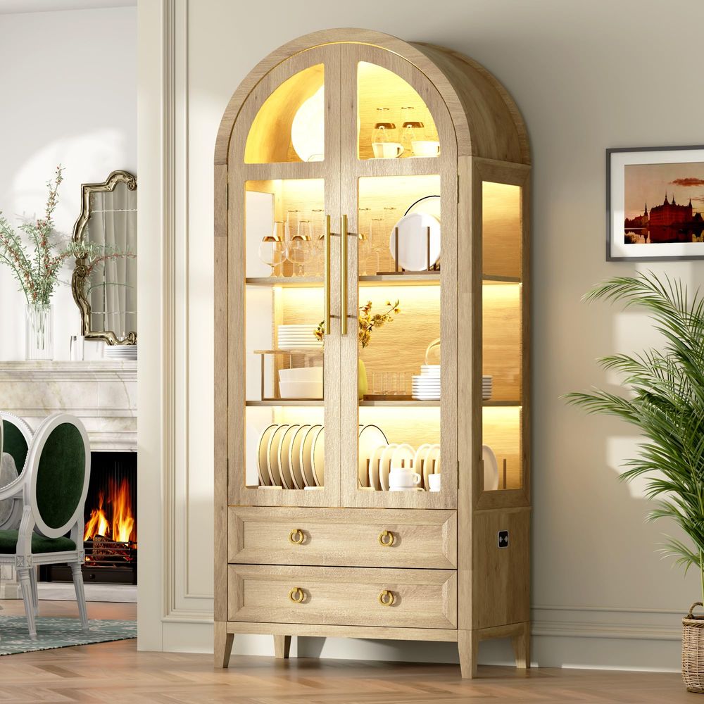 71 Arched Curio Cabinet with G - огляд і ціна Lighting & Home Decor Studio Photos