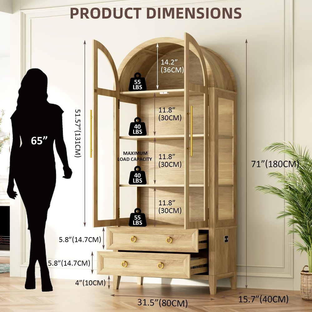 71 Arched Curio Cabinet with G - огляд і ціна Lighting & Home Decor Studio Photos