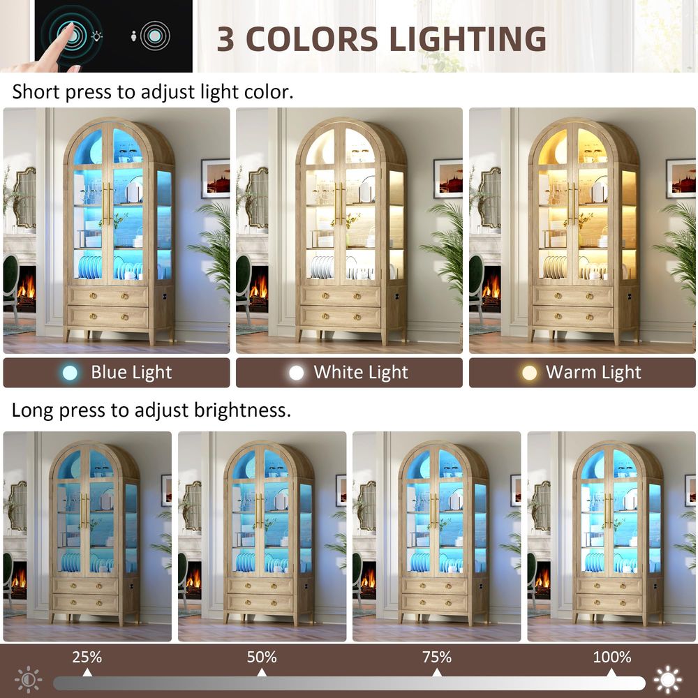 71 Arched Curio Cabinet with G - огляд і ціна Lighting & Home Decor Studio Photos