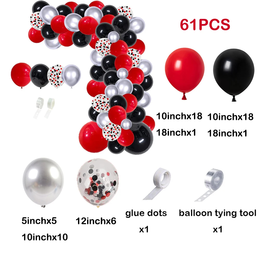 126Pcs Red Black Balloon Arch  - огляд і ціна Lighting Mcqueen Birthday Decor